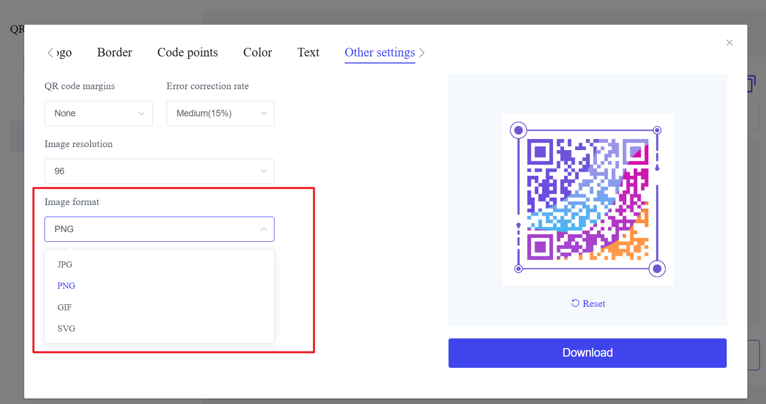 Формат кода qr