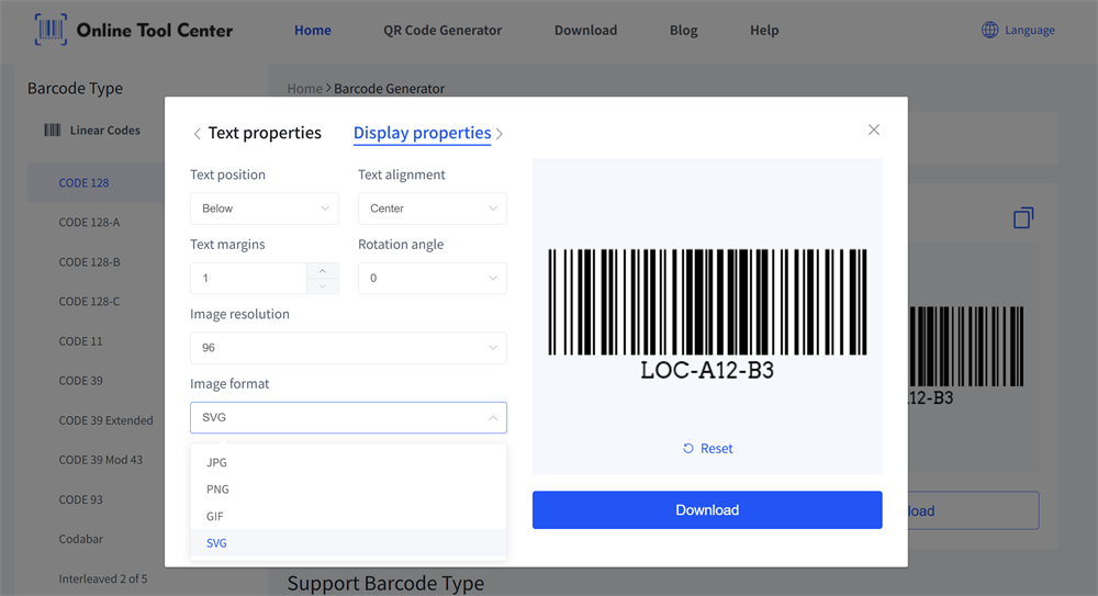 Barcode format