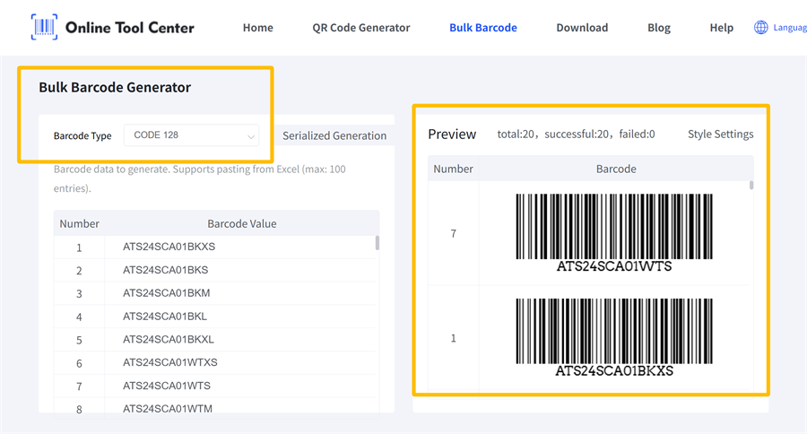 bulk barcode generator генератор расутих баркодова