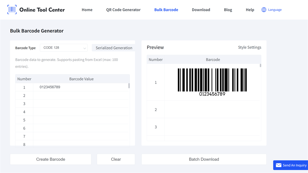 bulk barcode generator генератор расутих баркодова