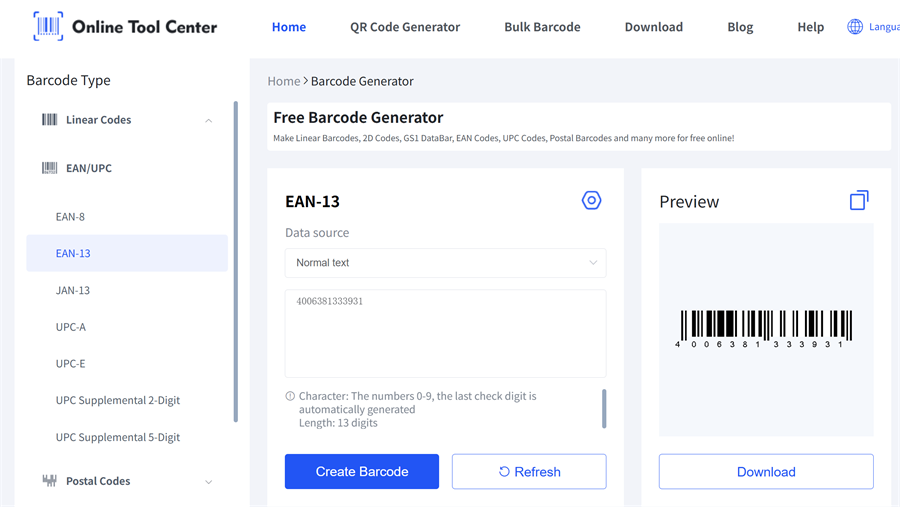 Генератио баркода ГТИН 13