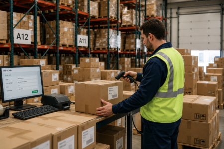 scanning barcodes in warehouse скенирање баркодова у складишту